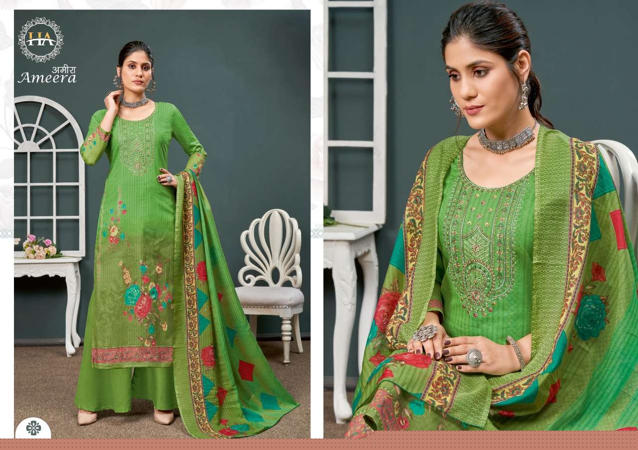 Ameera By Harshit Fashion Hub S-998-001 To S-998-008 Series Beautiful Suits Colorful Stylish Fancy Casual Wear & Ethnic Wear Heavy Cotton Print Dresses At Wholesale Price